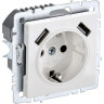 Розетка IEK BRITE РЮш10-2-БрБ 16А с USB A+A 3,1А BR-R14-16-U21-D31-K01